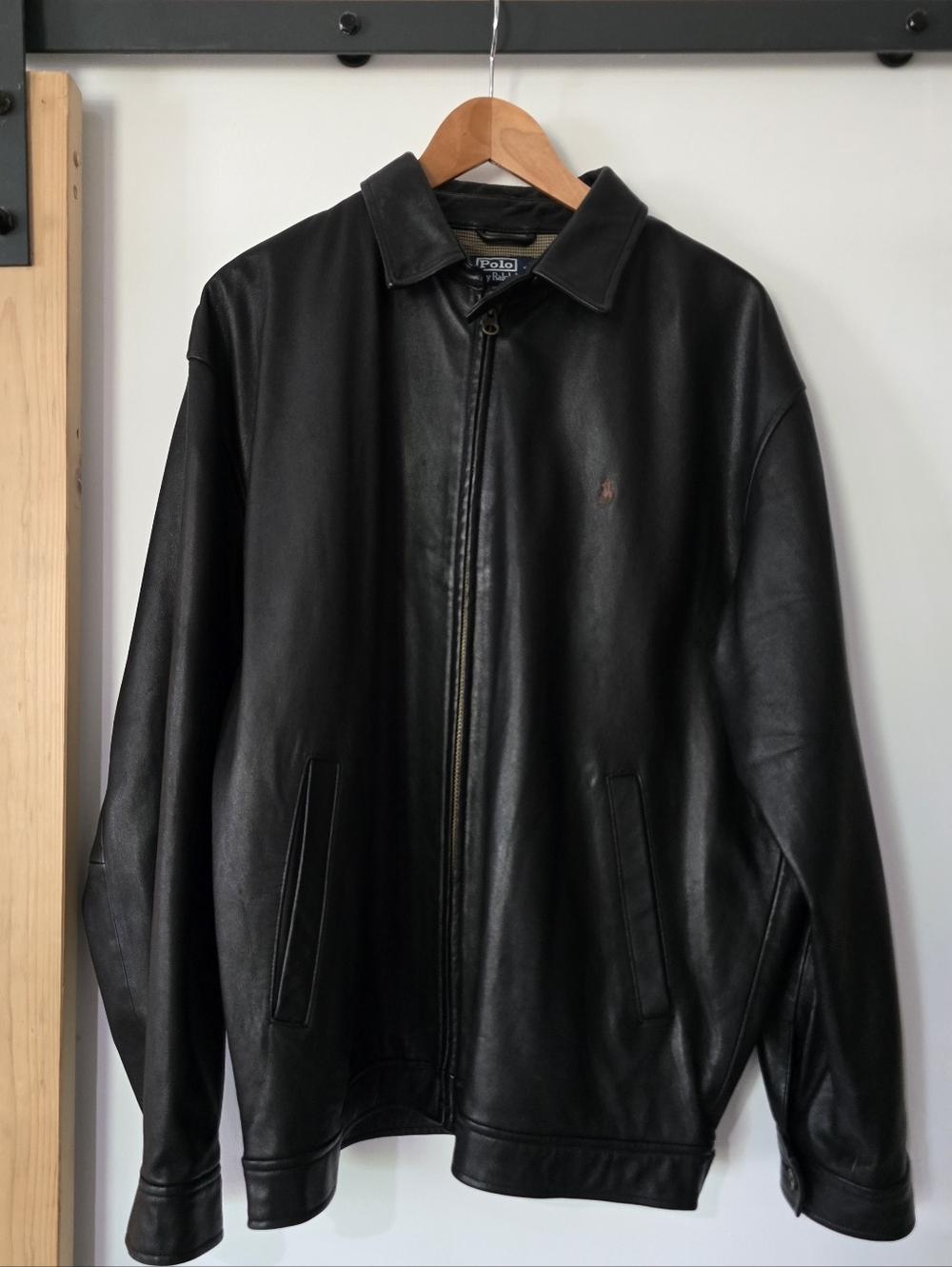 Polo by Ralph Lauren Black Leather Zip-Front Jacket Vintage